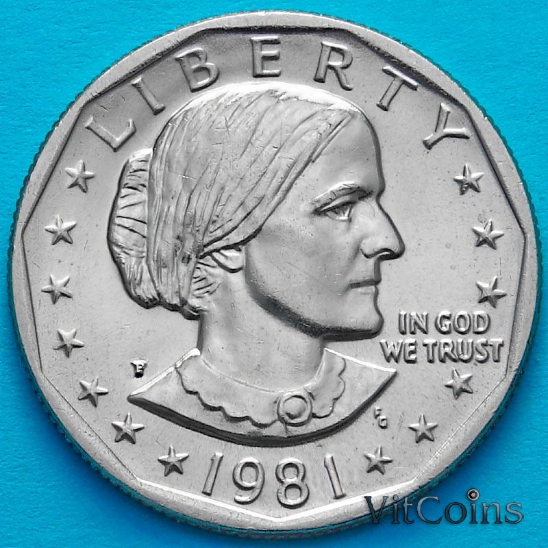 Монета США 1 доллар 1981 год. Р. Сьюзен Энтони.