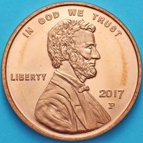 США жетон унция меди. Линкольн, 1 цент 2017 года.