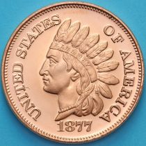 США жетон унция меди. 1 цент 1877 года.