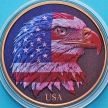 Монетовидный жетон унция меди США 2025 года. Орел. Флаг. Цветная