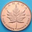 Монетовидный жетон унция меди США. Канадский кленовый лист.
