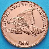 США жетон унция меди. Летящий орел. 1 цент 1856 года.