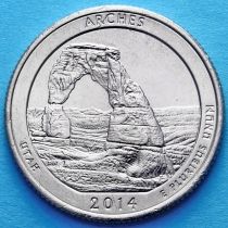 США 25 центов 2014 год. Национальный парк Арки. Р №23