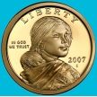 Монета США 1 доллар 2007 год. Сакагавея. Парящий орел. S. Proof