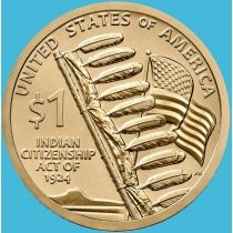 США 1 доллар 2024 год. Закон о гражданстве индейцев. D