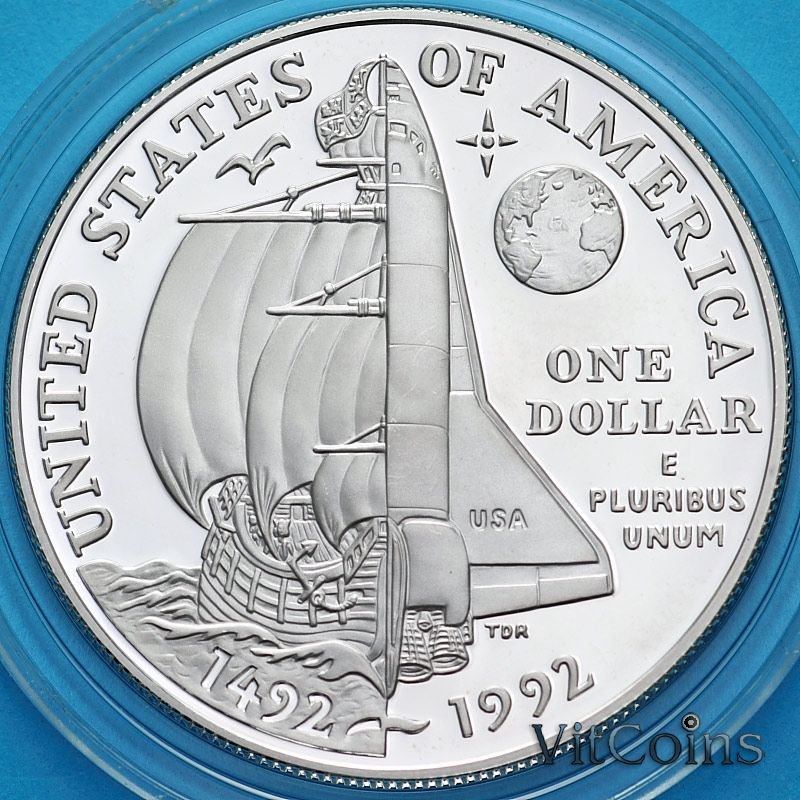 Монета США 1 доллар 1992 год. 500 лет путешествию Колумба