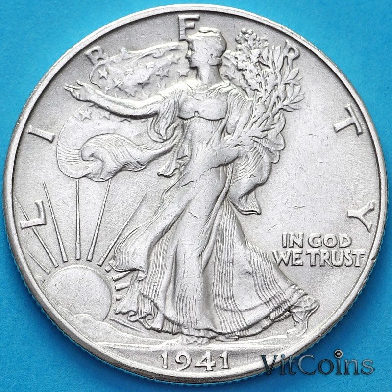 Монета США 50 центов 1941 год. S