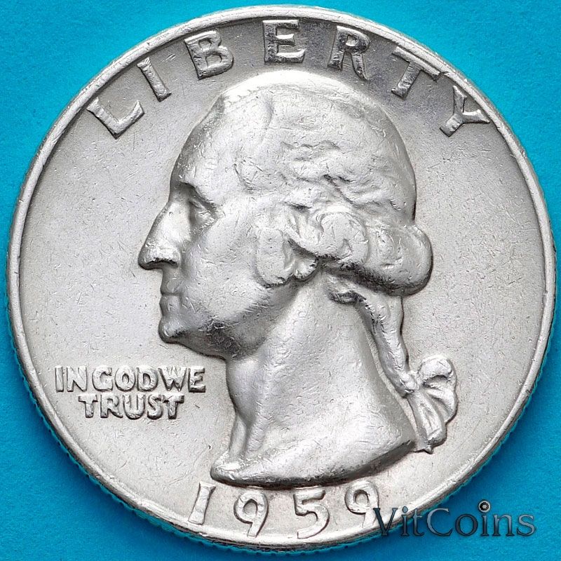 Монета США 25 Центов 1959 год. D Монета США 25 Центов 1959 год. D