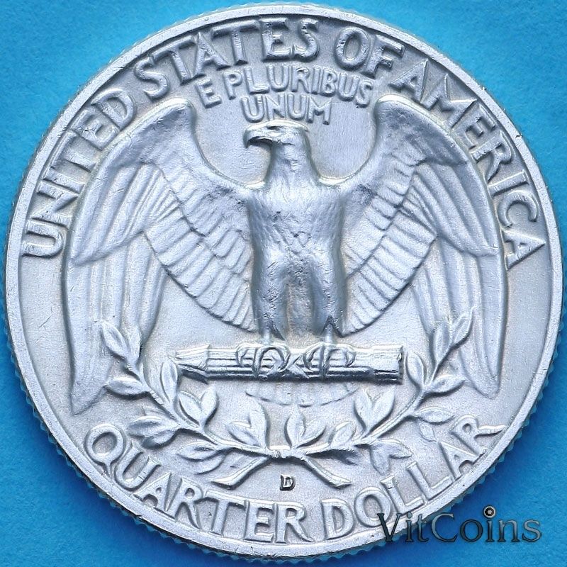 Монета США 25 центов 1958 год. D Монета США 25 центов 1958 год. D