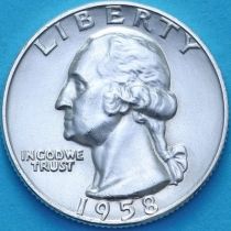США 25 центов (квотер) 1958 год. D