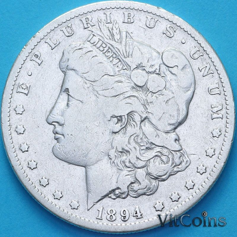 Монета США 1 доллар 1894 год. Доллар Моргана. S Монета США 1 доллар 1894 год. Доллар Моргана. S