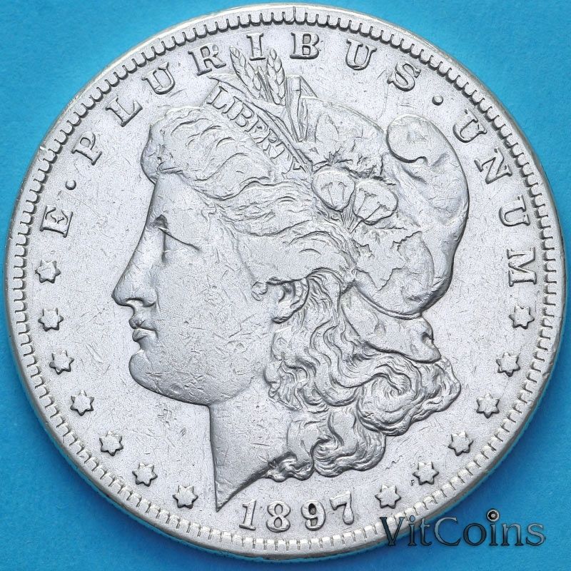 Монета США 1 доллар 1897 год. Доллар Моргана. S Монета США 1 доллар 1897 год. Доллар Моргана. S