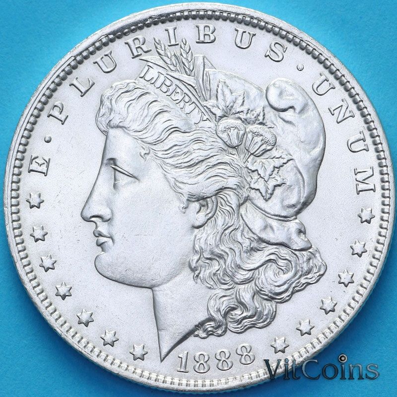 Монета США 1 доллар 1888 год. Доллар Моргана. О Монета США 1 доллар 1888 год. Доллар Моргана. О