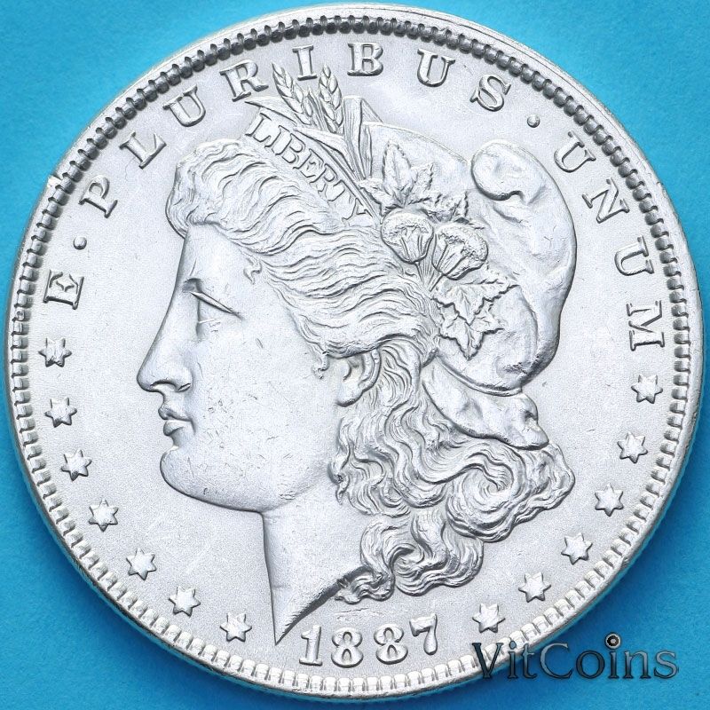 Монета США 1 доллар 1887 год. Доллар Моргана. Р Монета США 1 доллар 1887 год. Доллар Моргана. Р