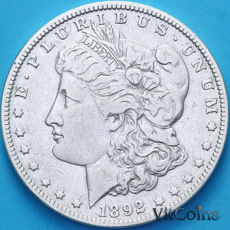 Монета США 1 доллар 1892 год. Доллар Моргана. О Монета США 1 доллар 1892 год. Доллар Моргана. О