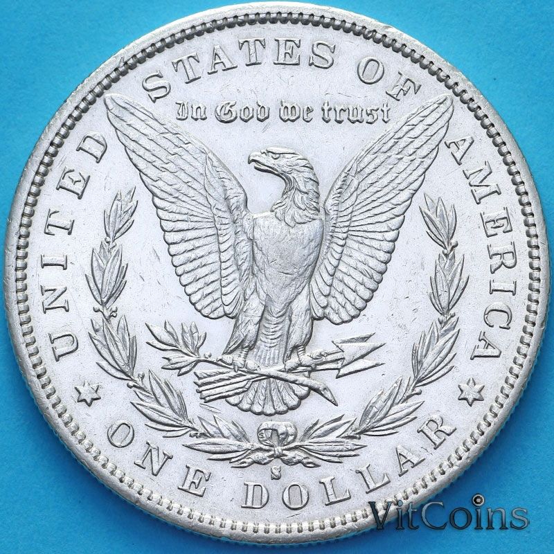 Монета США 1 доллар 1890 год. Доллар Моргана. S Монета США 1 доллар 1890 год. Доллар Моргана. S