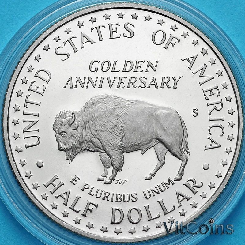 Монета США 50 центов 1991 год. S. Мемориал Рашмор. Коробочка