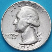 США 25 центов (квотер) 1957 год. D. Серебро