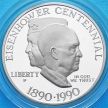 Монеты США 1 доллар 1990 год. 100 лет Эйзенхауэру. Серебро. Пруф.