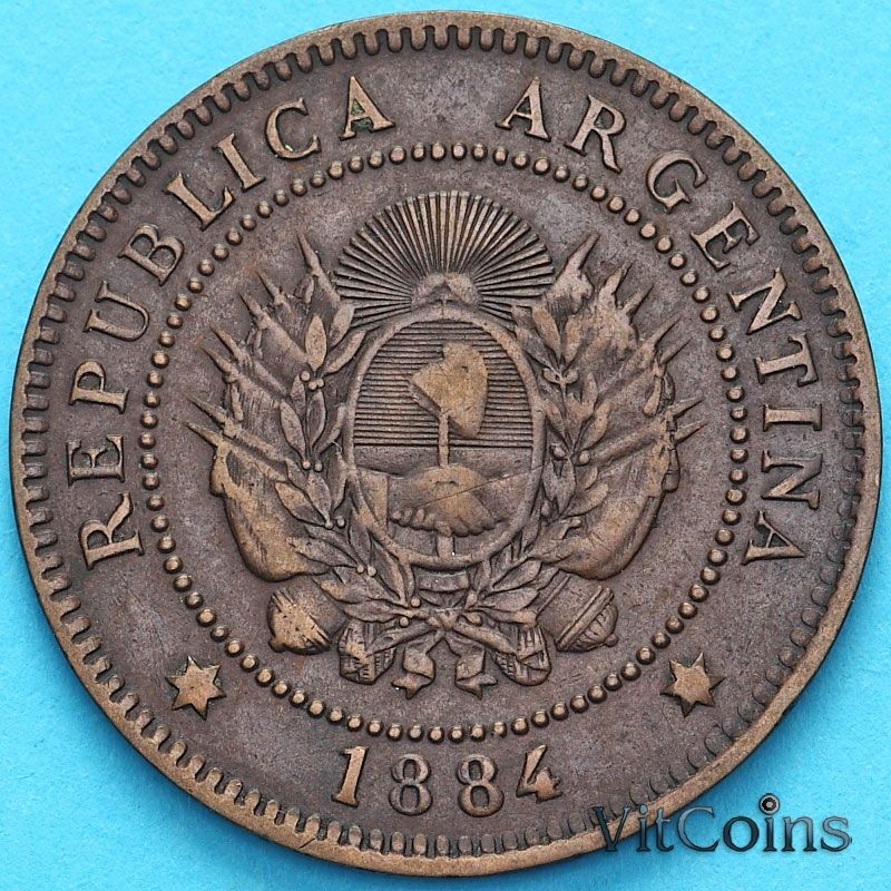 Монета Аргентина 1 сентаво 1884 год