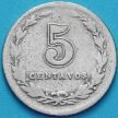 Монета Аргентина 5 сентаво 1916 год.