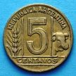 Монета Аргентина 5 сентаво 1946 год.
