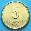 Монета Аргентины 5 сентаво 2011 год.