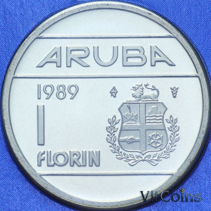 Монета Аруба 1 флорин 1989 год. BU