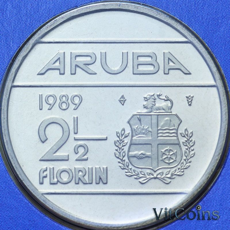 Монета Аруба 2 1/2 флорина 1989 год. BU