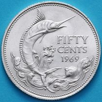 Багамские острова 50 центов 1969 год. Голубой Марлин. Серебро.№1