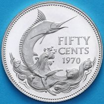Багамские острова 50 центов 1970 год. Голубой Марлин. Серебро. Пруф
