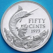 Багамские острова 50 центов 1973 год. Голубой Марлин. Серебро. Пруф