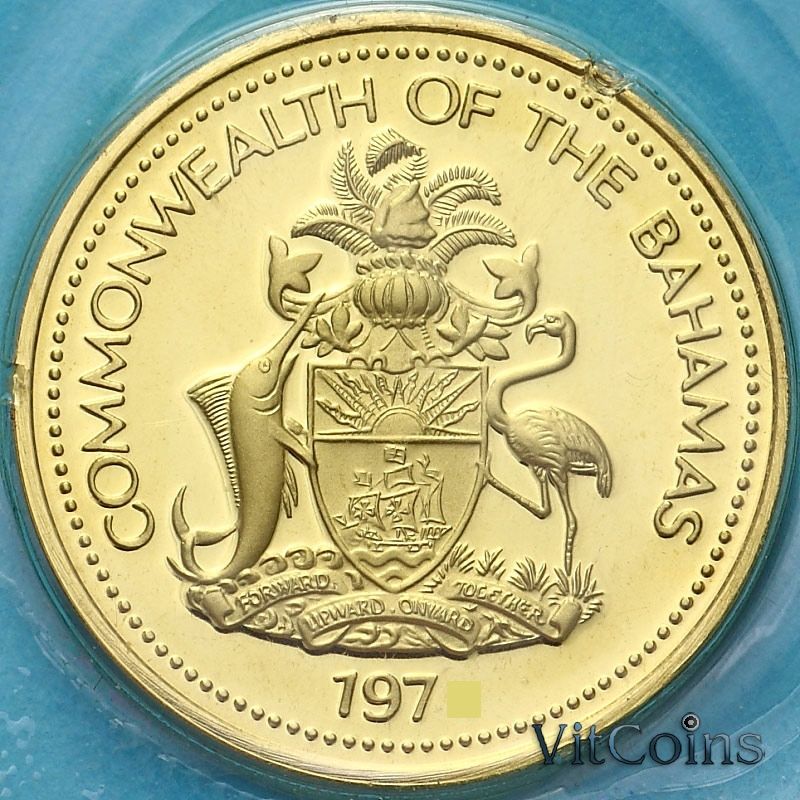 Монета Багамские острова 1 цент 1975 год. Пруф Монета Багамские острова 1 цент 1975 год. Пруф