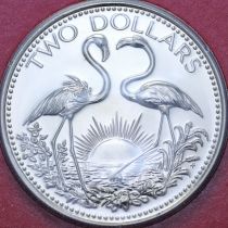 Багамские острова 2 доллара 1975 год. Фламинго. Медь-никель. BU