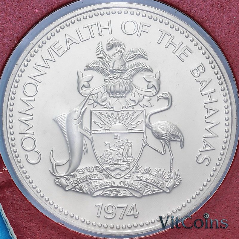 Монета Багамские острова 50 центов 1974 год. Медь-никель. BU