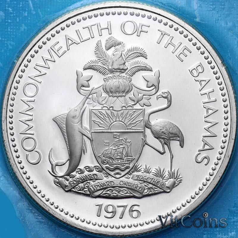 Монета Багамские острова 50 центов 1976 год. Голубой Марлин. Пруф