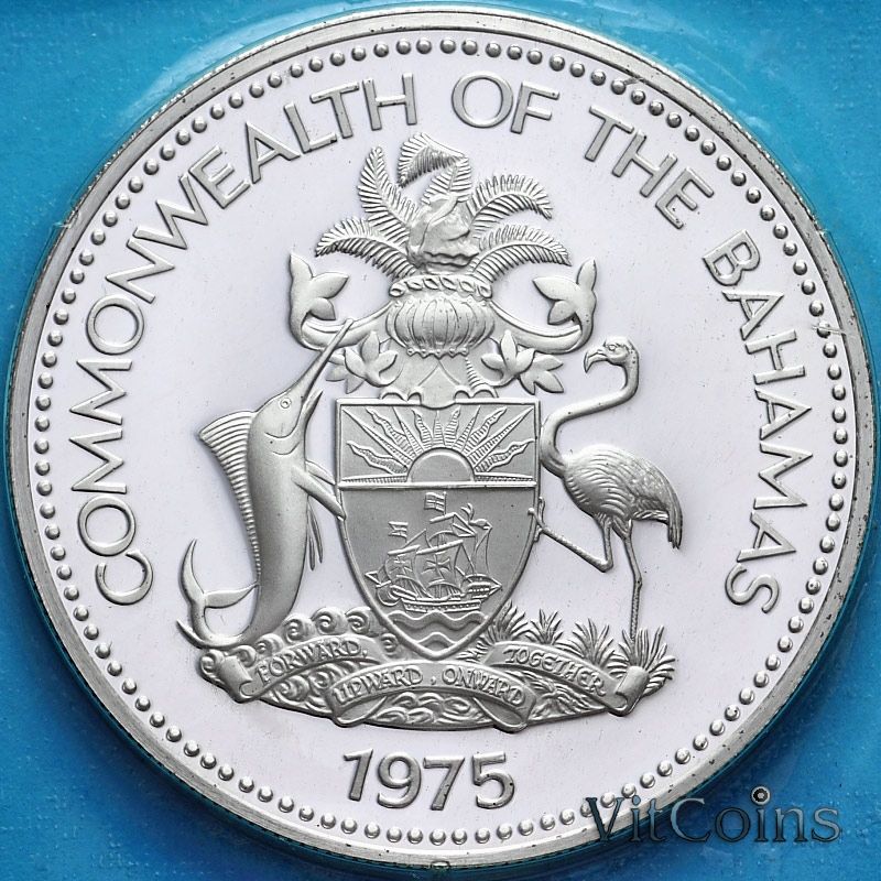 Монета Багамские острова 50 центов 1975 год. Голубой Марлин. Пруф