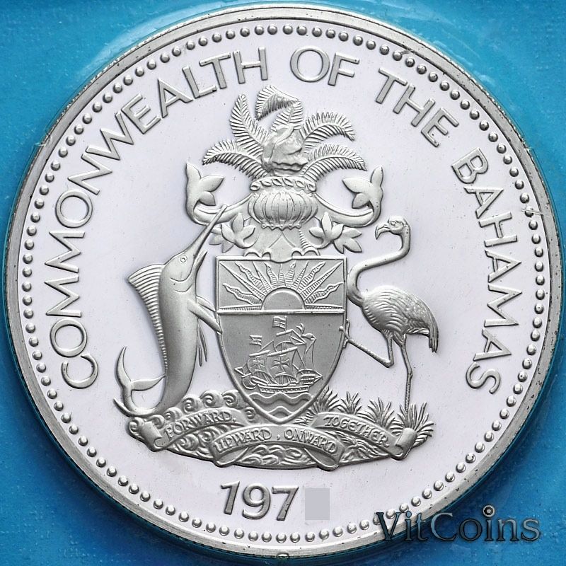 Монета Багамские острова 25 центов 1976 год. Пруф