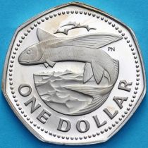Барбадос 1 доллар 1973 год. Летучая рыба. Proof
