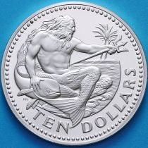 Барбадос 10 долларов 1975 год. Нептун. Серебро. Proof