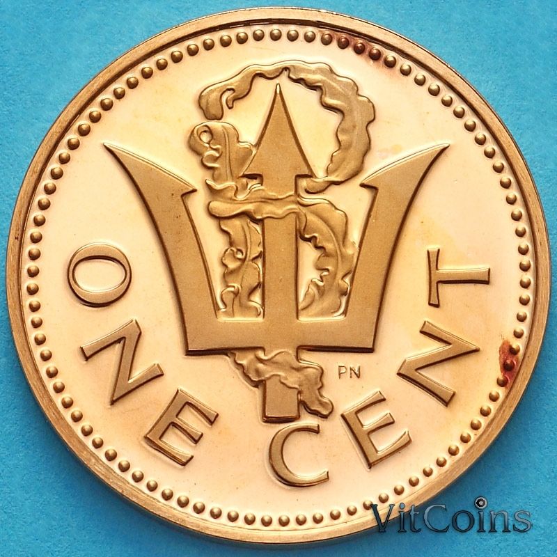 Монета Барбадос 1 цент 1975 год. Proof