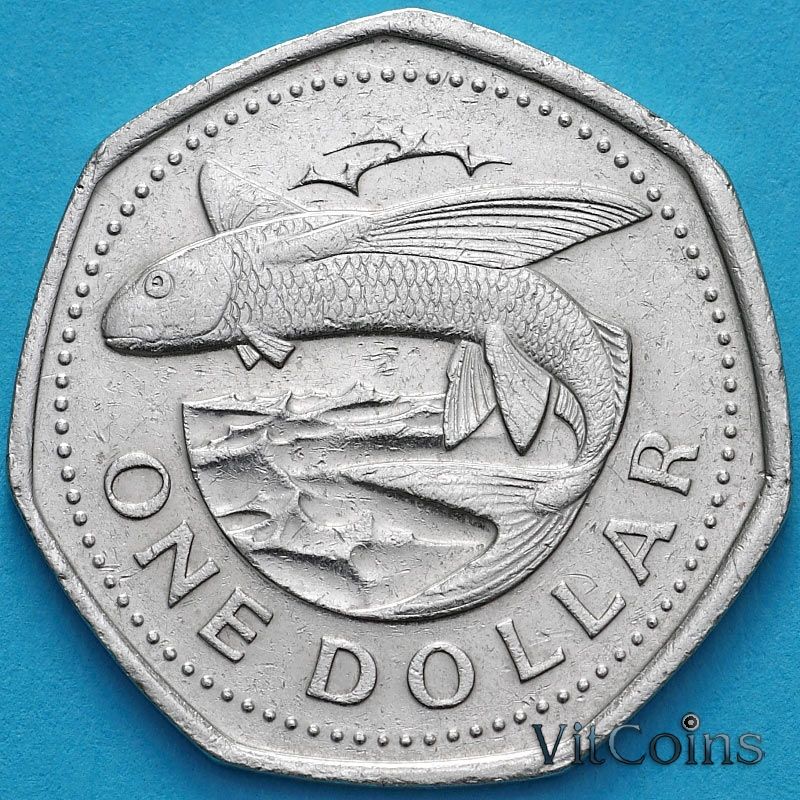 Монета Барбадос 1 доллар 2000 год. Летучая рыба.