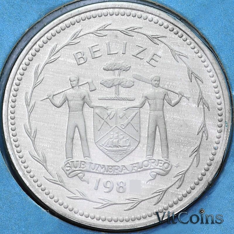 Монета Белиз 5 центов 1980 год. Алюминий. Пруф Монета Белиз 5 центов 1980 год. Алюминий. Пруф