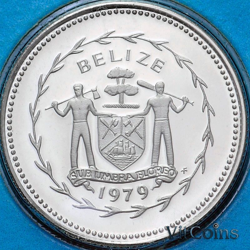 Монета Белиз 10 центов 1979 год. Медь-никель. Пруф