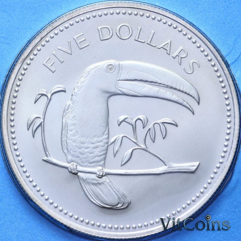 Монета Белиз 5 долларов 1974 год. Медь-Никель. Proof Монета Белиз 5 долларов 1974 год. Медь-Никель. Proof