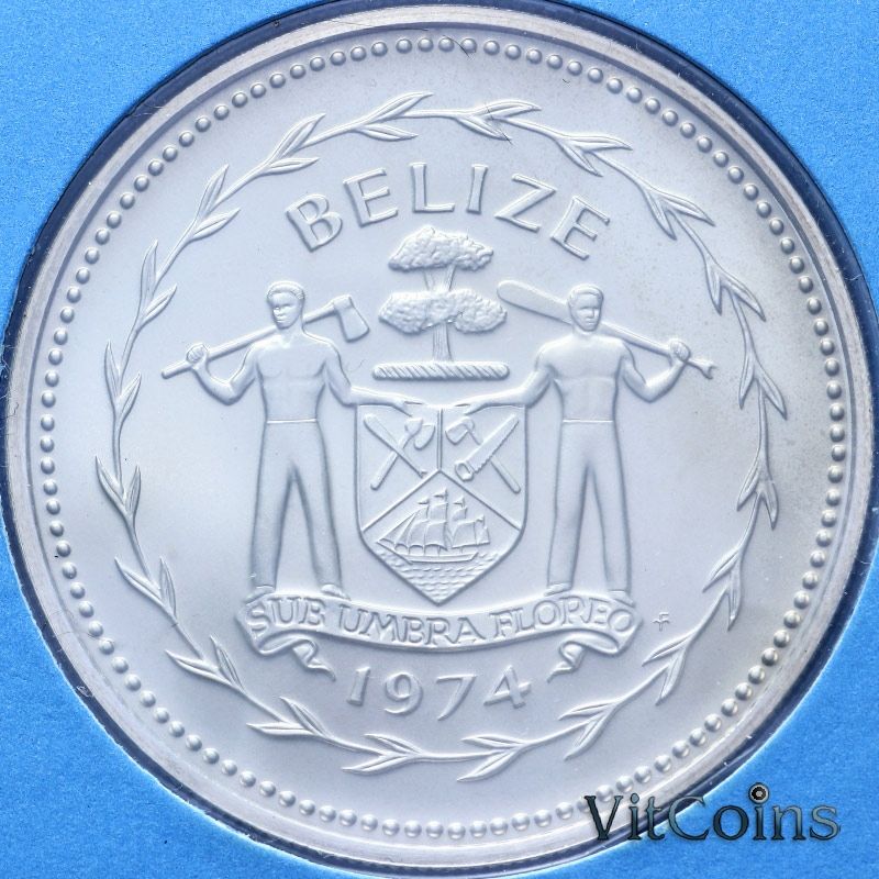 Монета Белиз 5 долларов 1974 год. Медь-Никель. Proof Монета Белиз 5 долларов 1974 год. Медь-Никель. Proof
