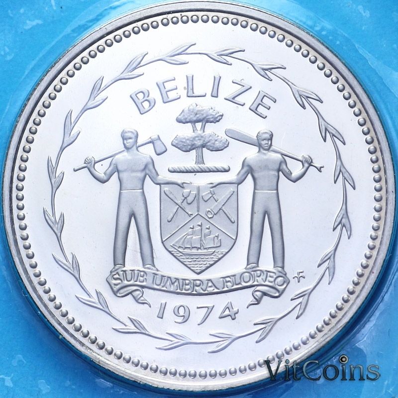 Монета Белиз 50 центов 1974 год. Медь-никель. Proof