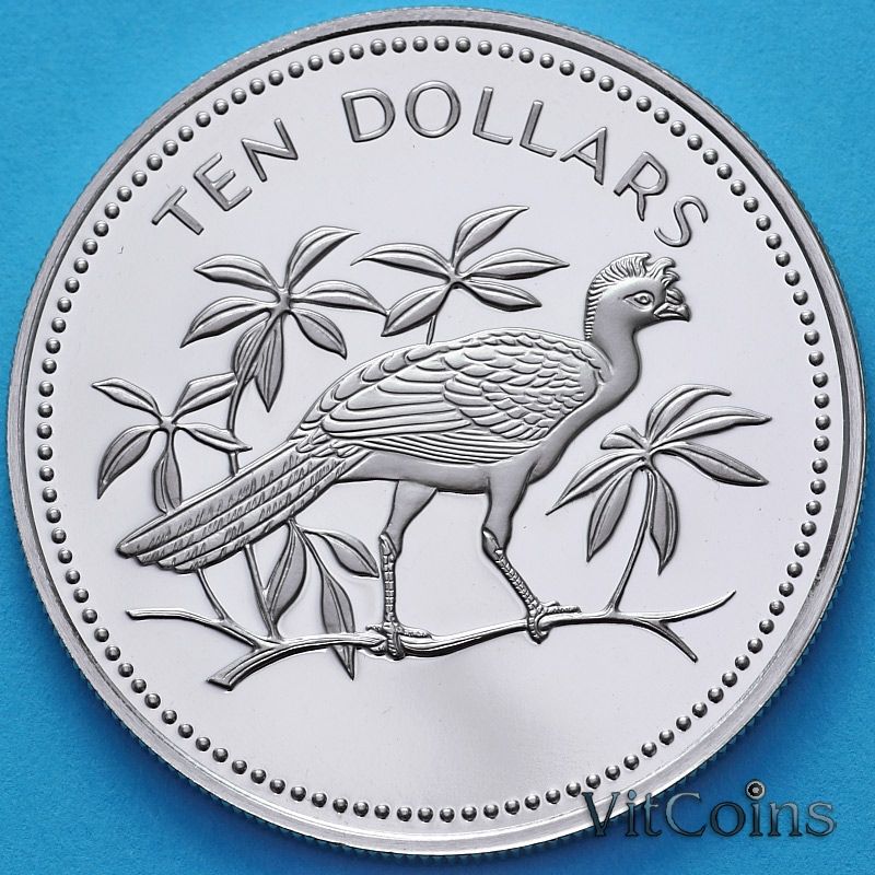 Монета Белиз 10 долларов 1976 год.  Большой Курасов. Proof