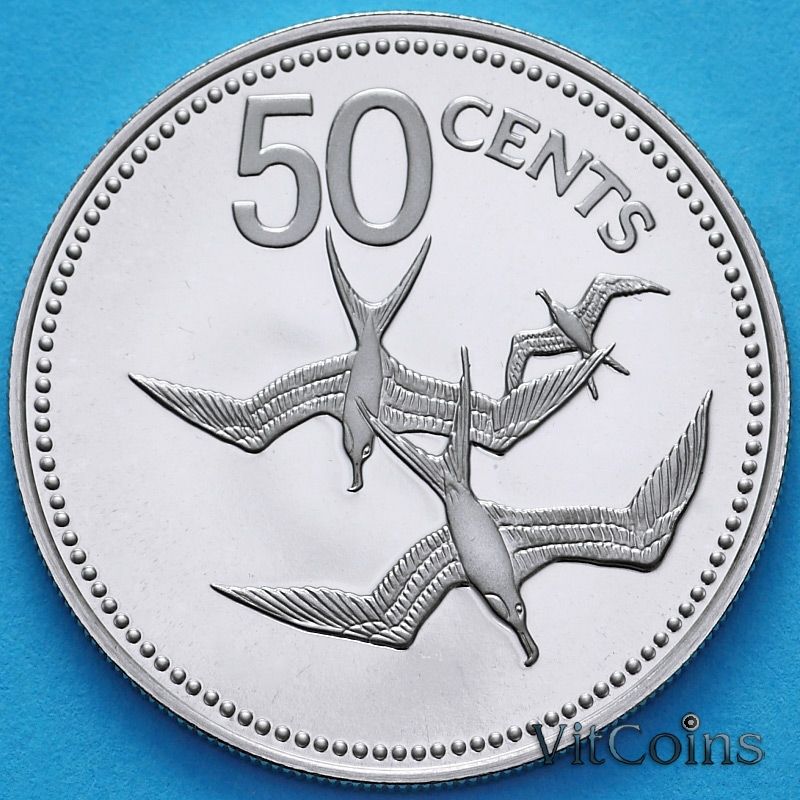 Монета Белиз 50 центов 1976 год. Птица фрегат Proof