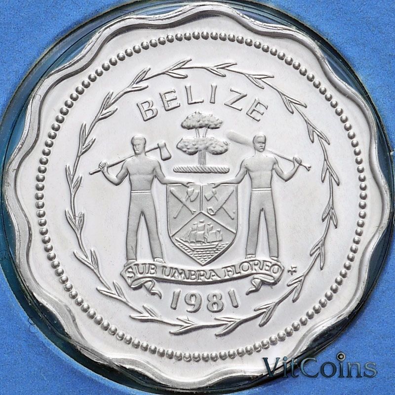Монета Белиз 1 цент 1981 год. Пруф Монета Белиз 1 цент 1981 год. Пруф